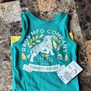 RAGS Teal Tank Top with Tiger Graphic
